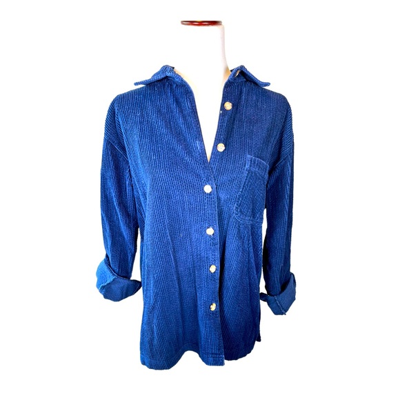 J. G. HOOK Tops - Blue Corduroy  Button Down Shirt//M//Vintage/Retro//J. G. Hook//Oversized
